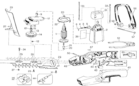 Page A Diagram and Parts List for 8144 Type 7 Black and Decker Hedge Trimmer